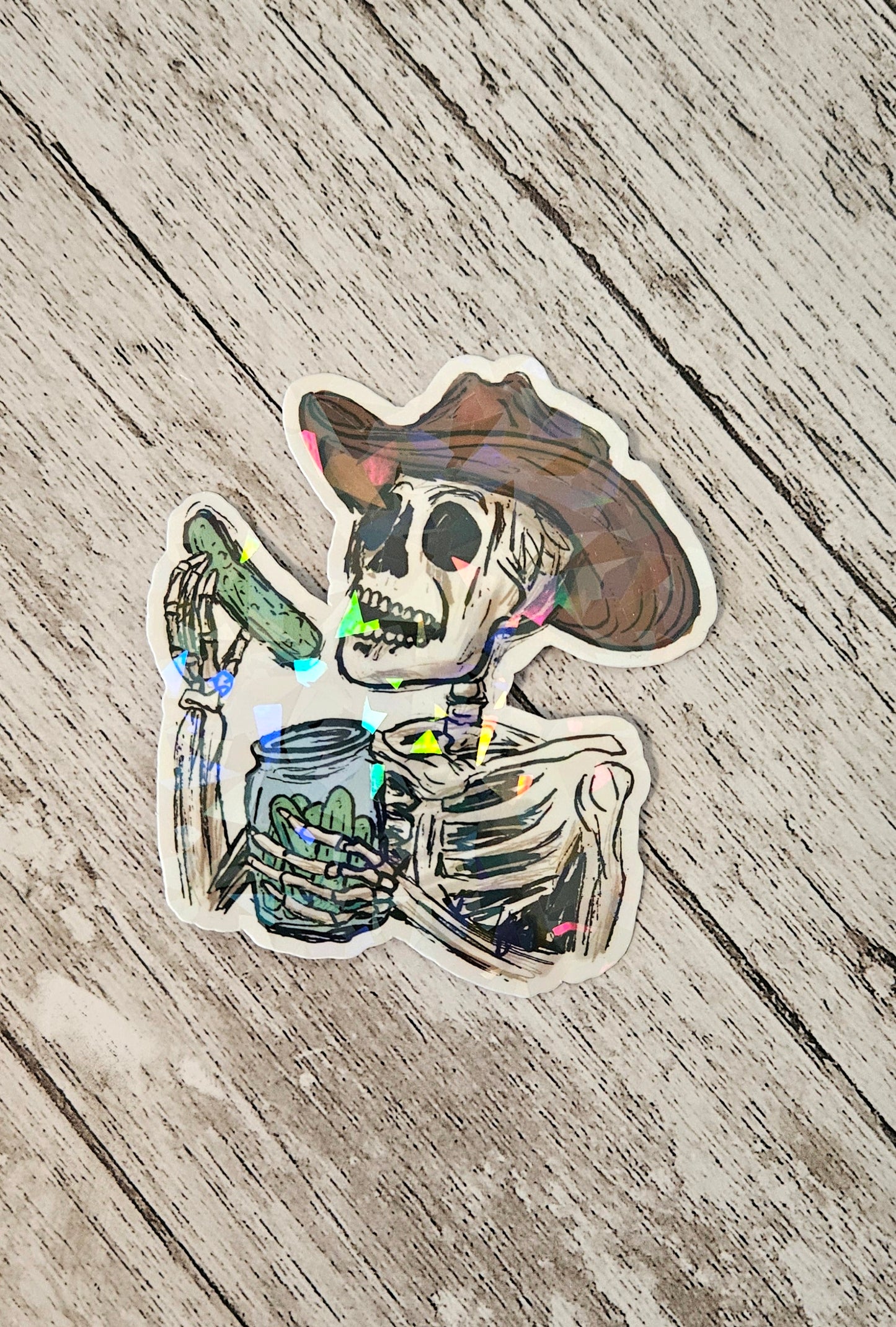 Cowboy pickle skeleton sticker