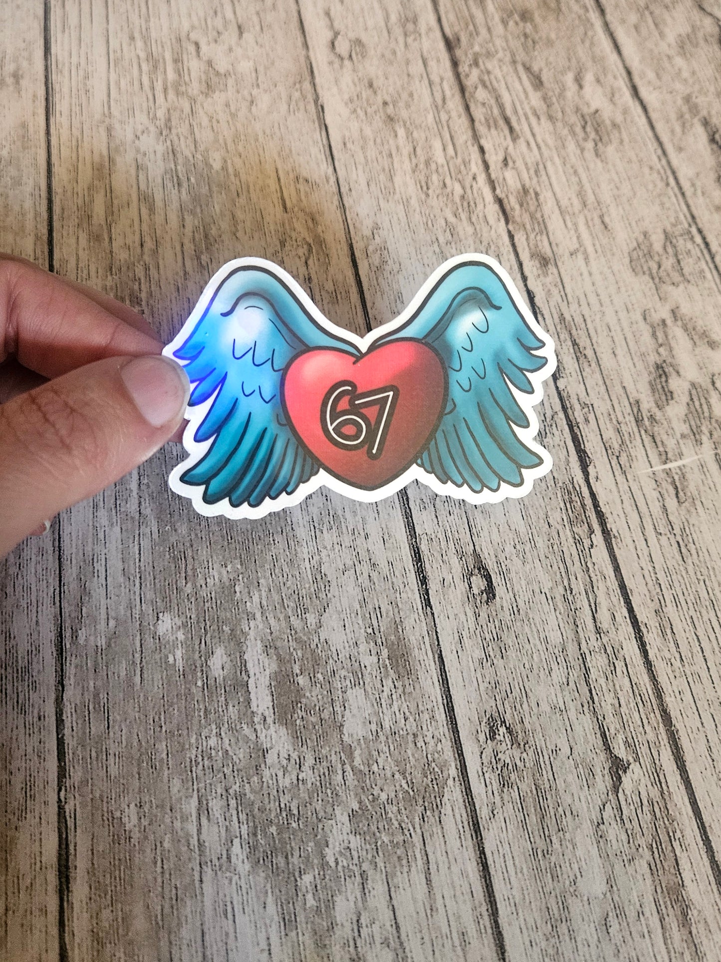 6-7 angel number gen alpha slang vinyl sticker