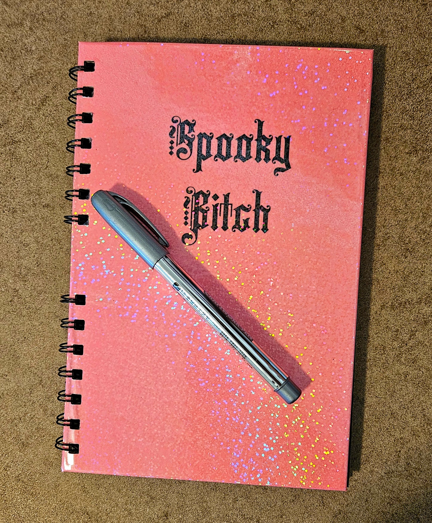Glow in the dark Spooky Bitch black page notebook