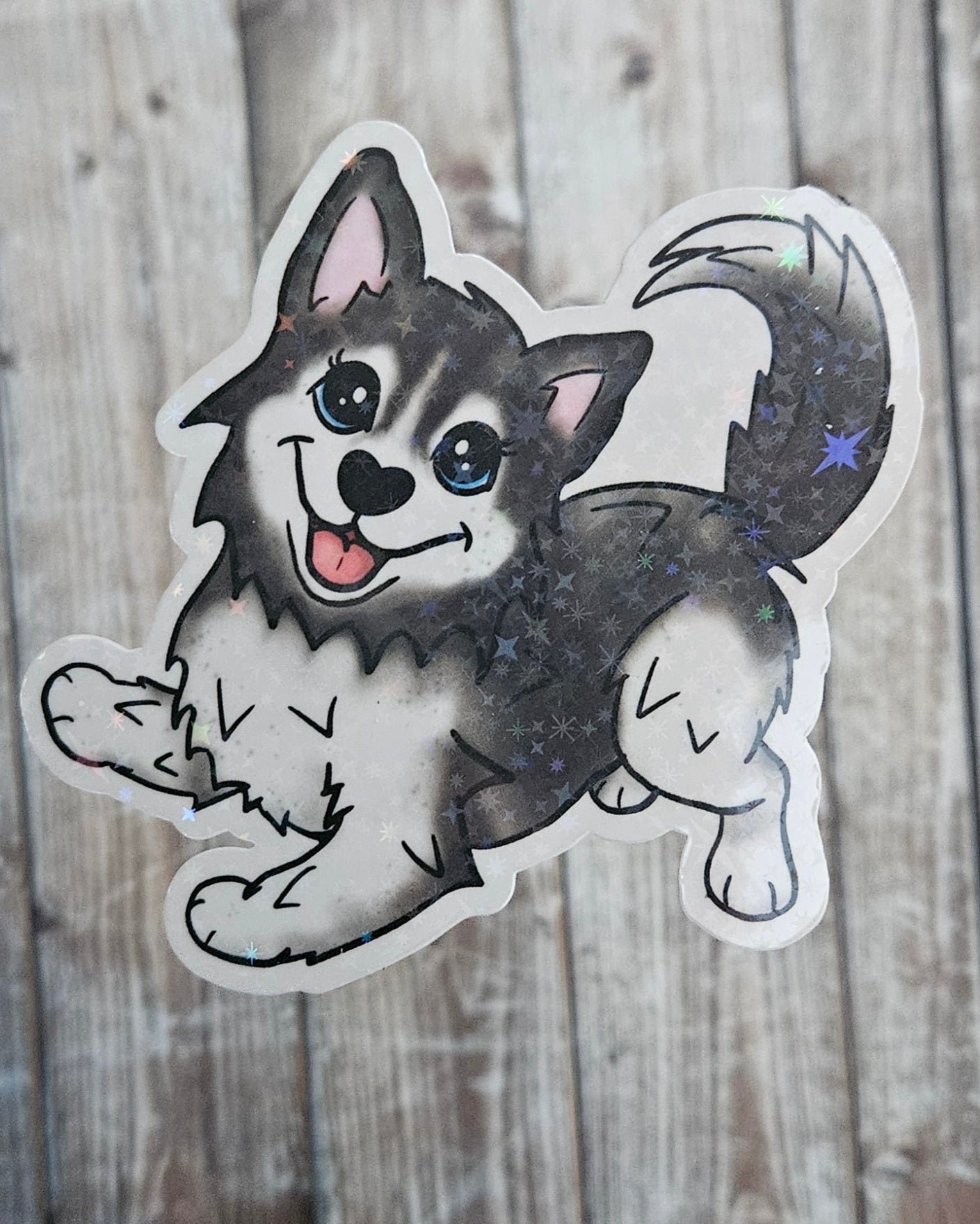 Playful Husky sticker for water bottle