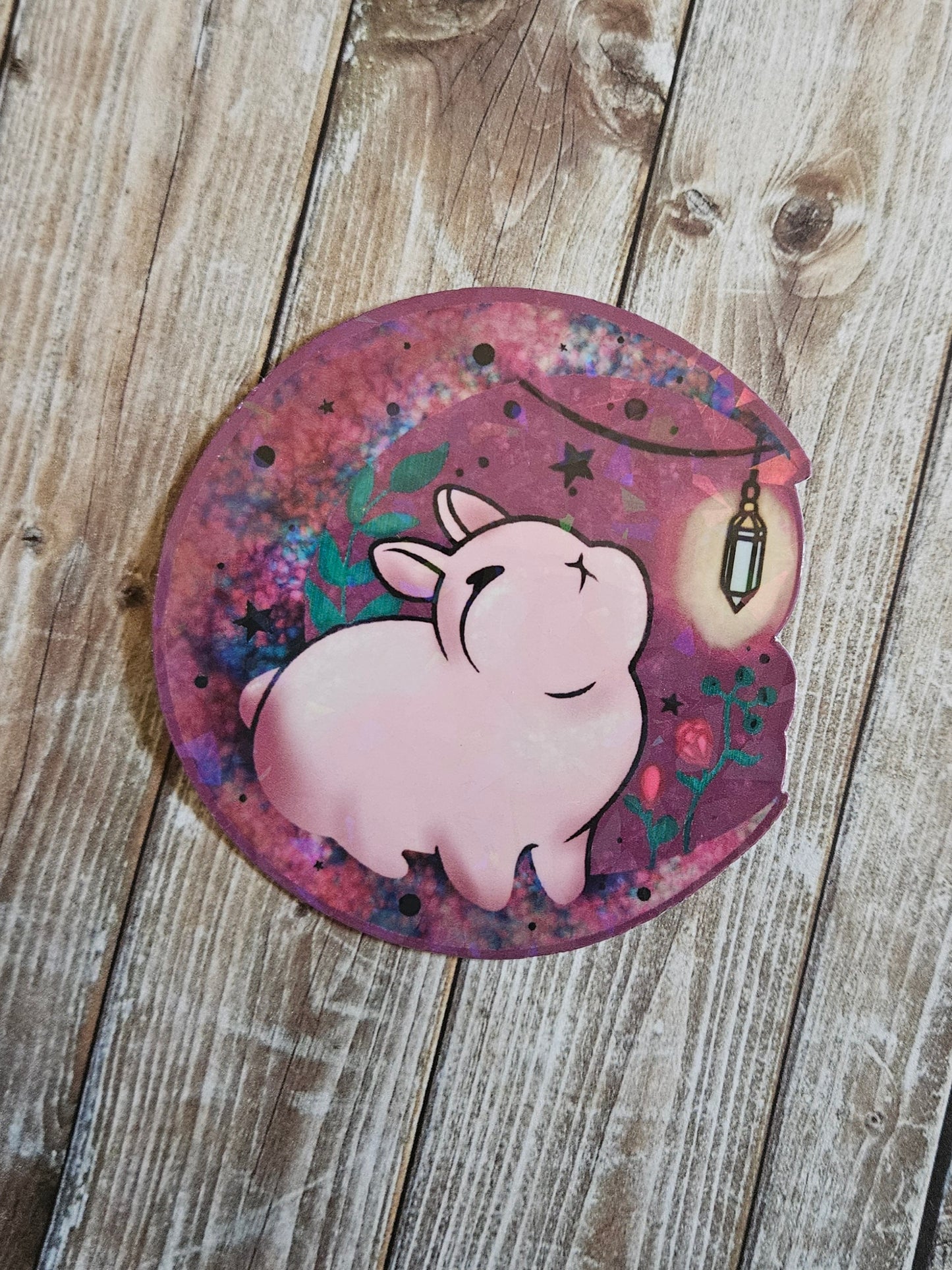 Cute bunny with a lantern sticker for water bottle