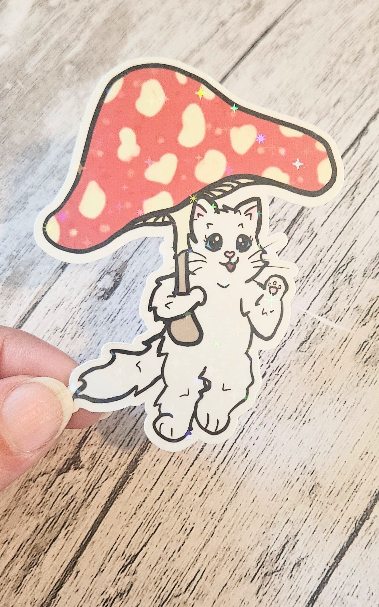 Mushroom kitty umbrella sticker