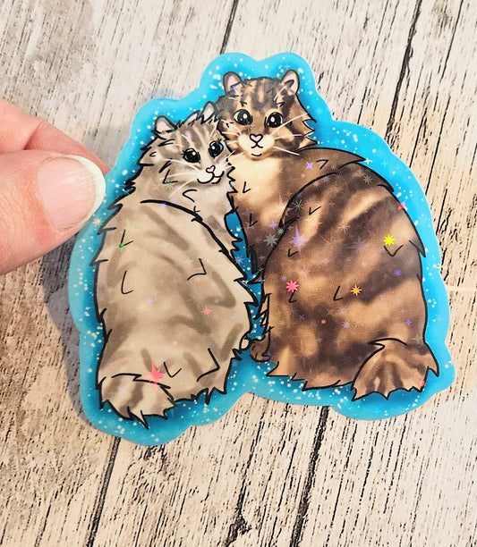 Highland Lynx tabby and white kitties sticker