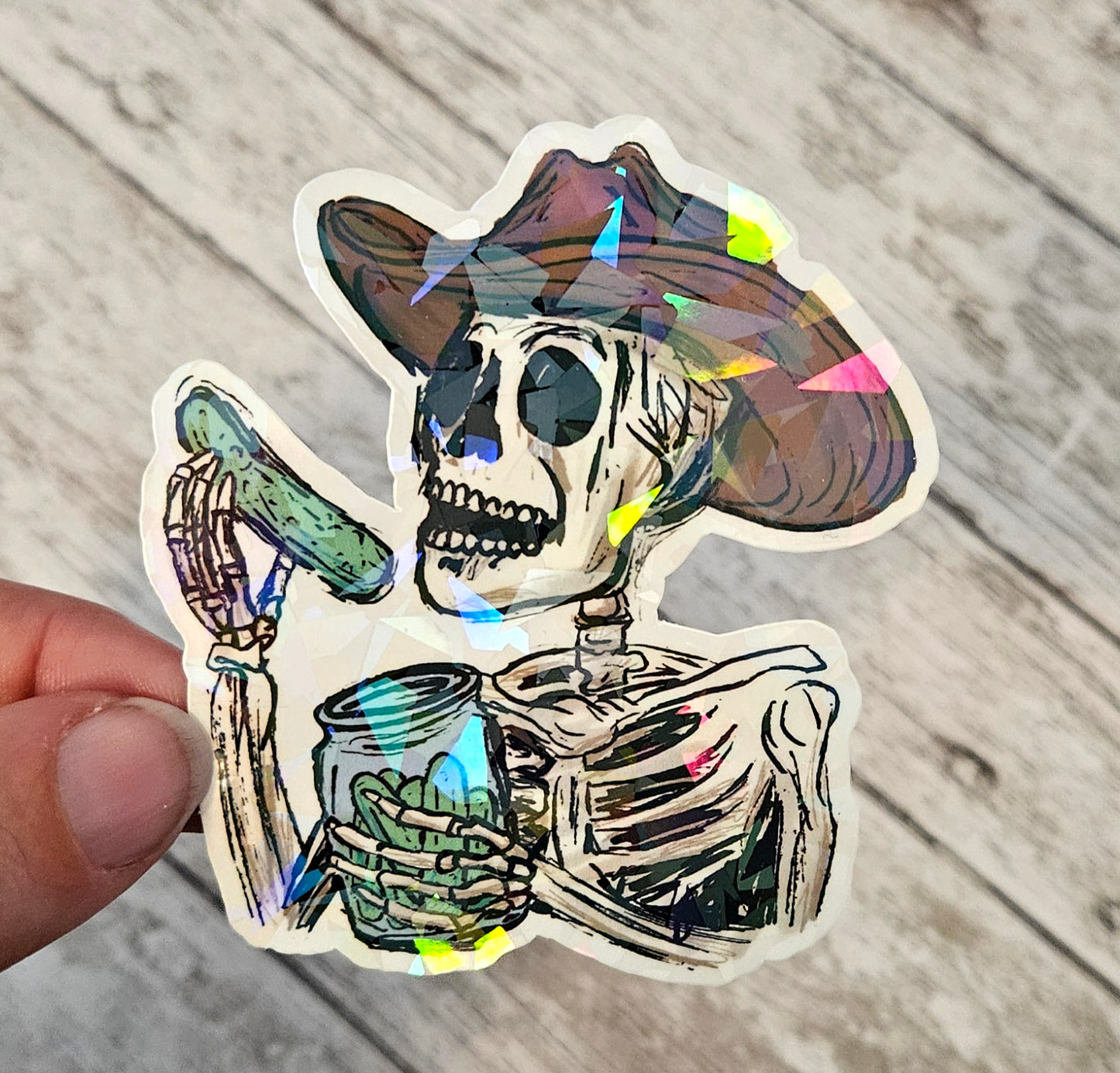 Cowboy pickle skeleton sticker