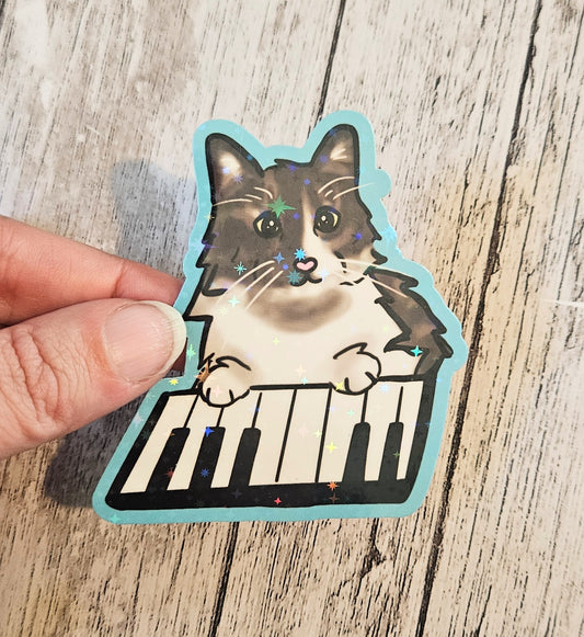 Piano cat sticker