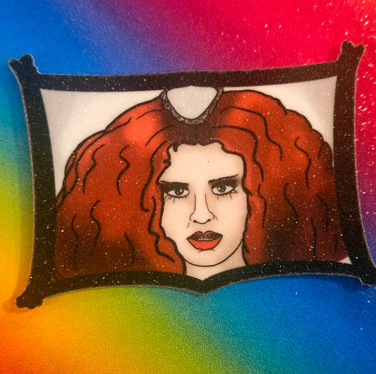 Magenta rocky horror sticker for water bottle