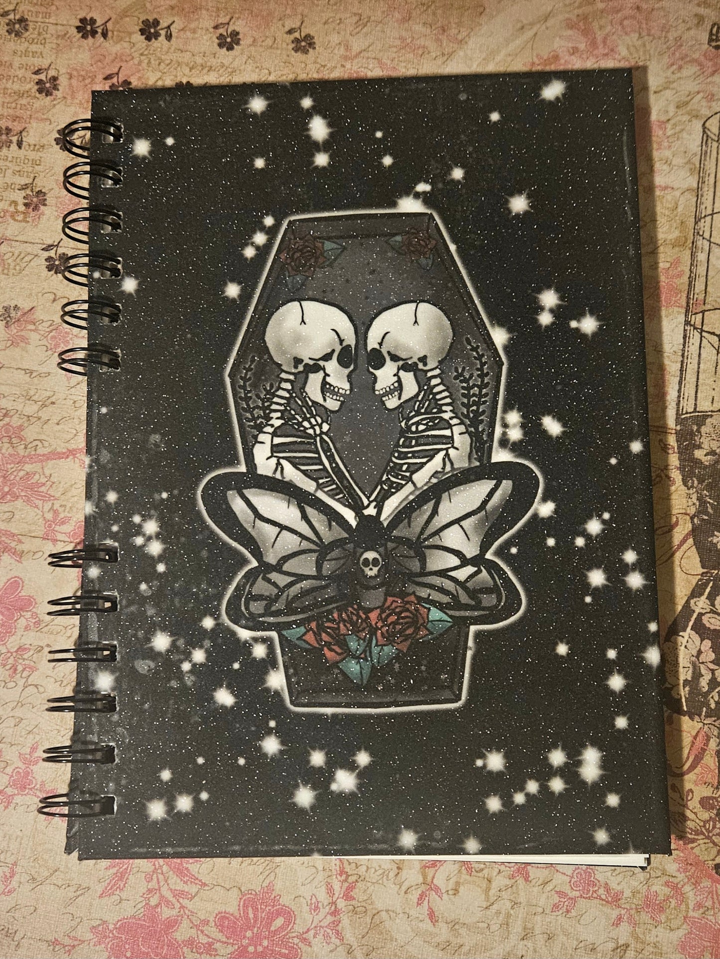 Skeletons and death moth Reusable sticker book for sticker hoarders (hard back)