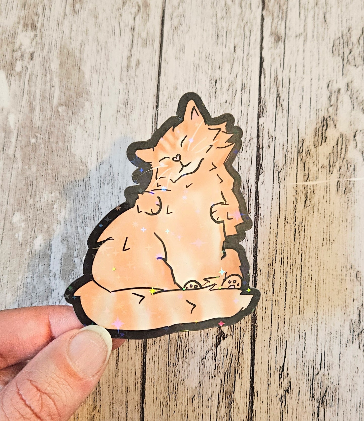 Comfy chonky orange cat sticker