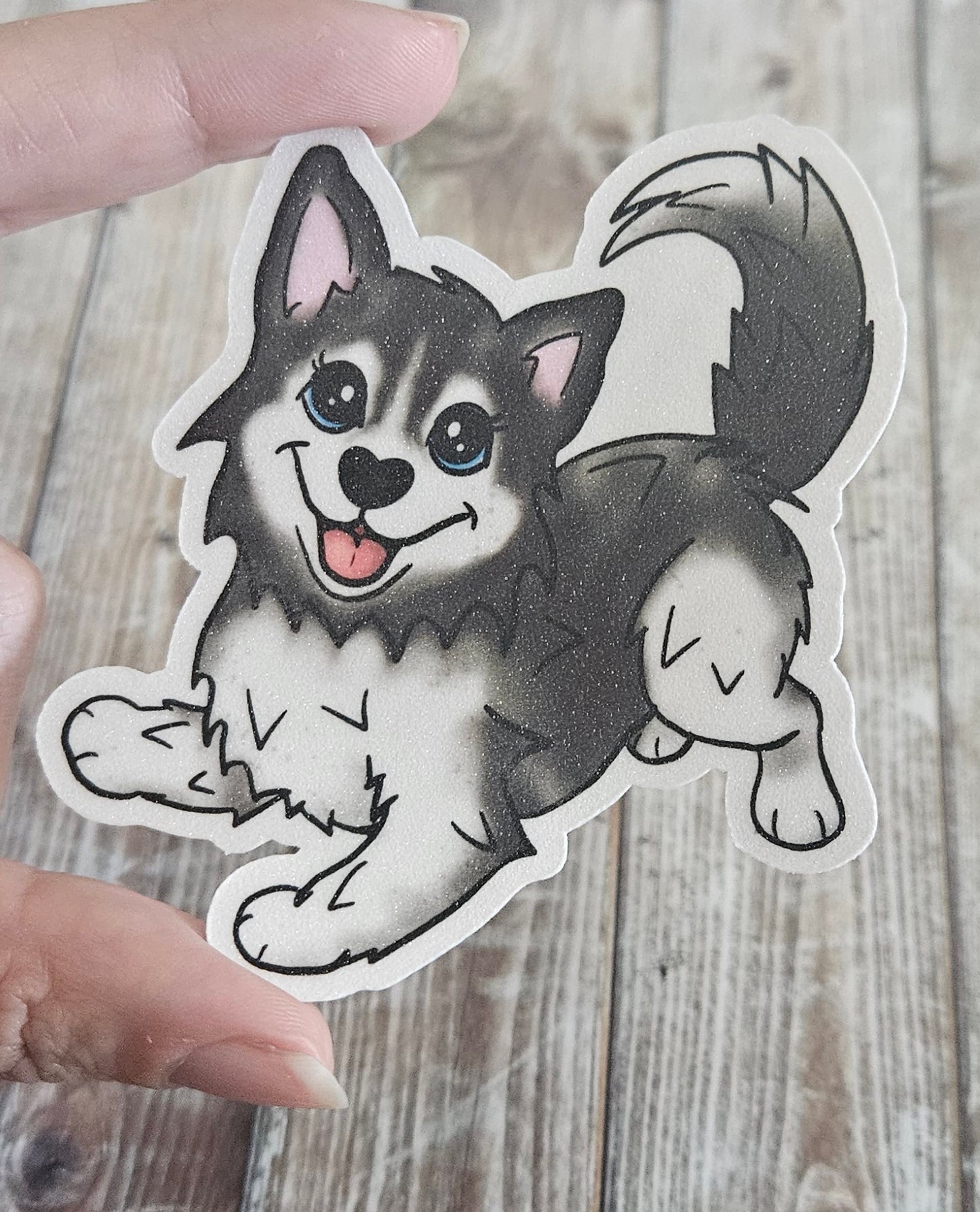 Playful Husky sticker for water bottle