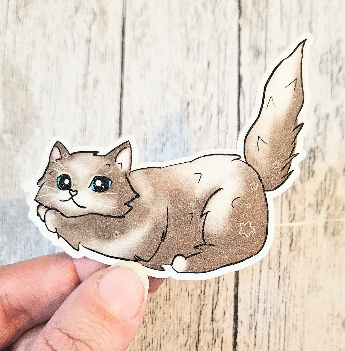 Brown stretch cat sticker