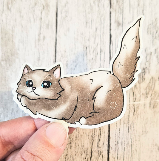 Brown stretch cat sticker