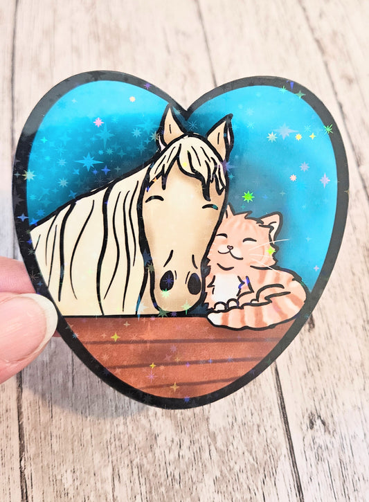 Horse and orange kitty sticker