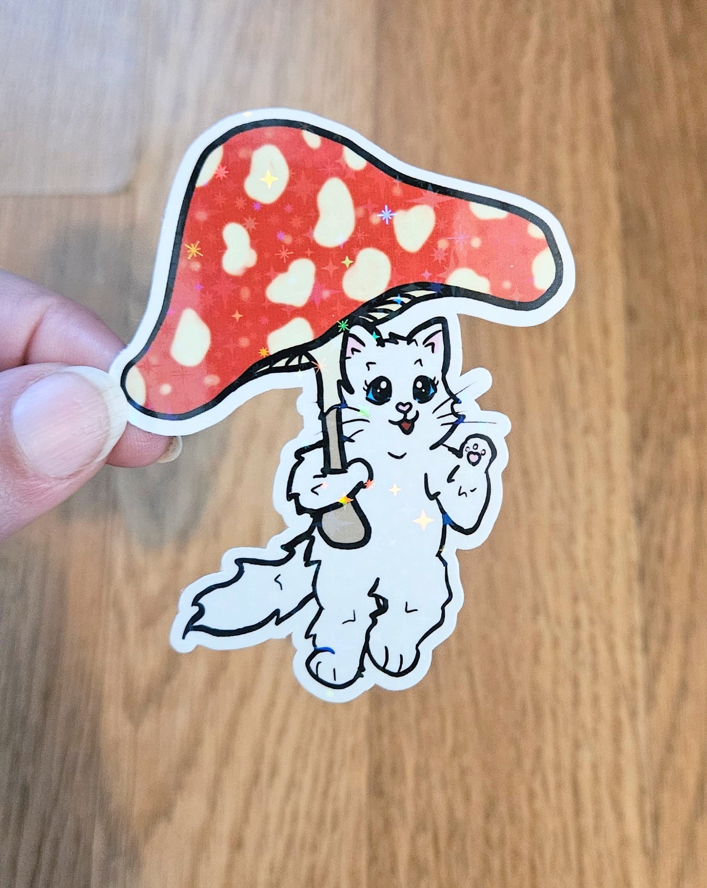 Mushroom kitty umbrella sticker