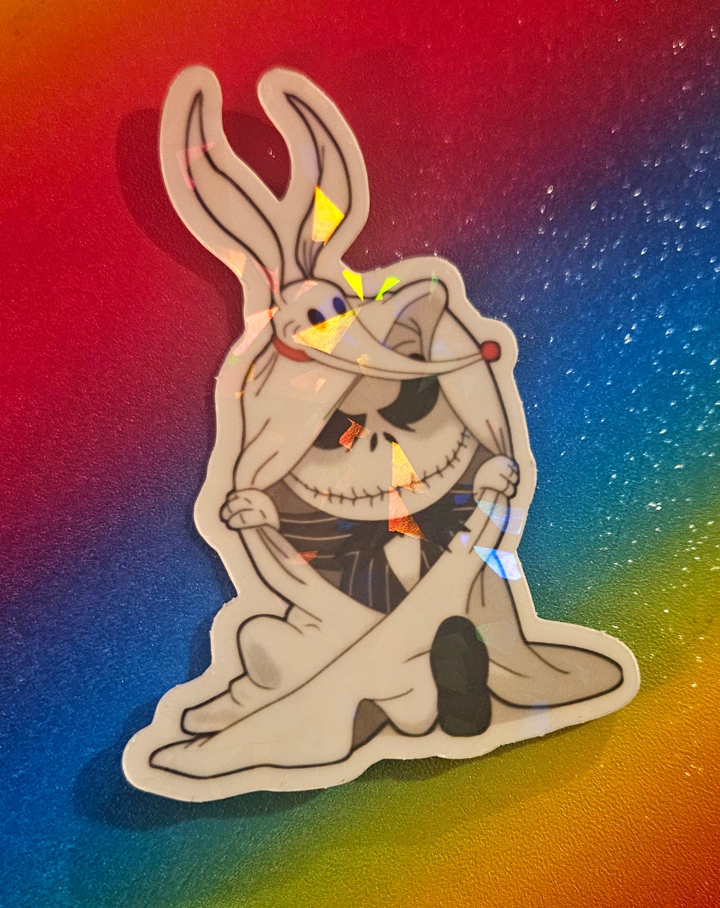 Glow in the dark baby skeleton pumpkin king sticker