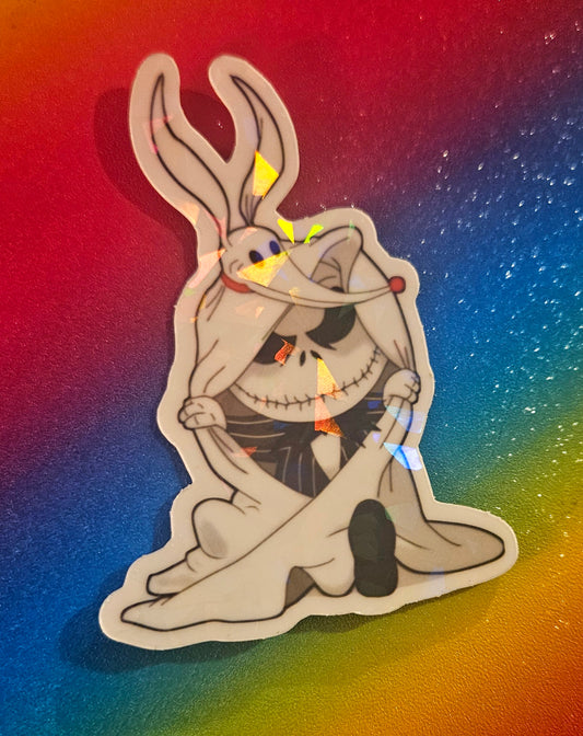 Glow in the dark baby skeleton pumpkin king sticker