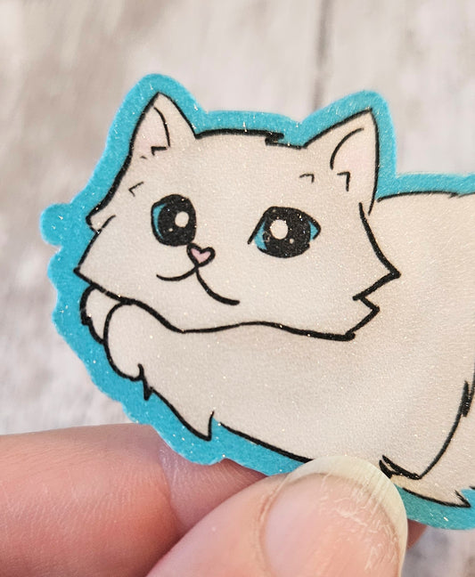 White stretch cat sticker