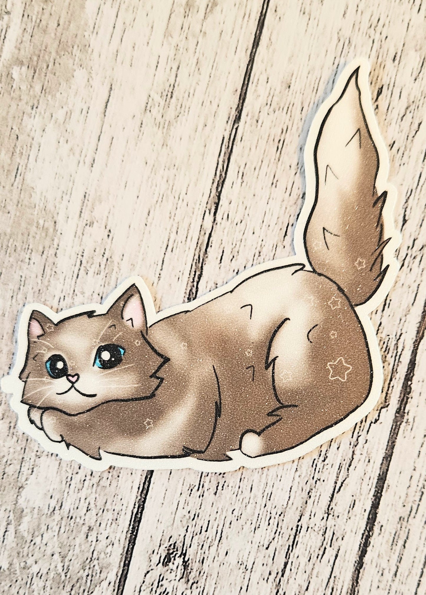 Brown stretch cat sticker