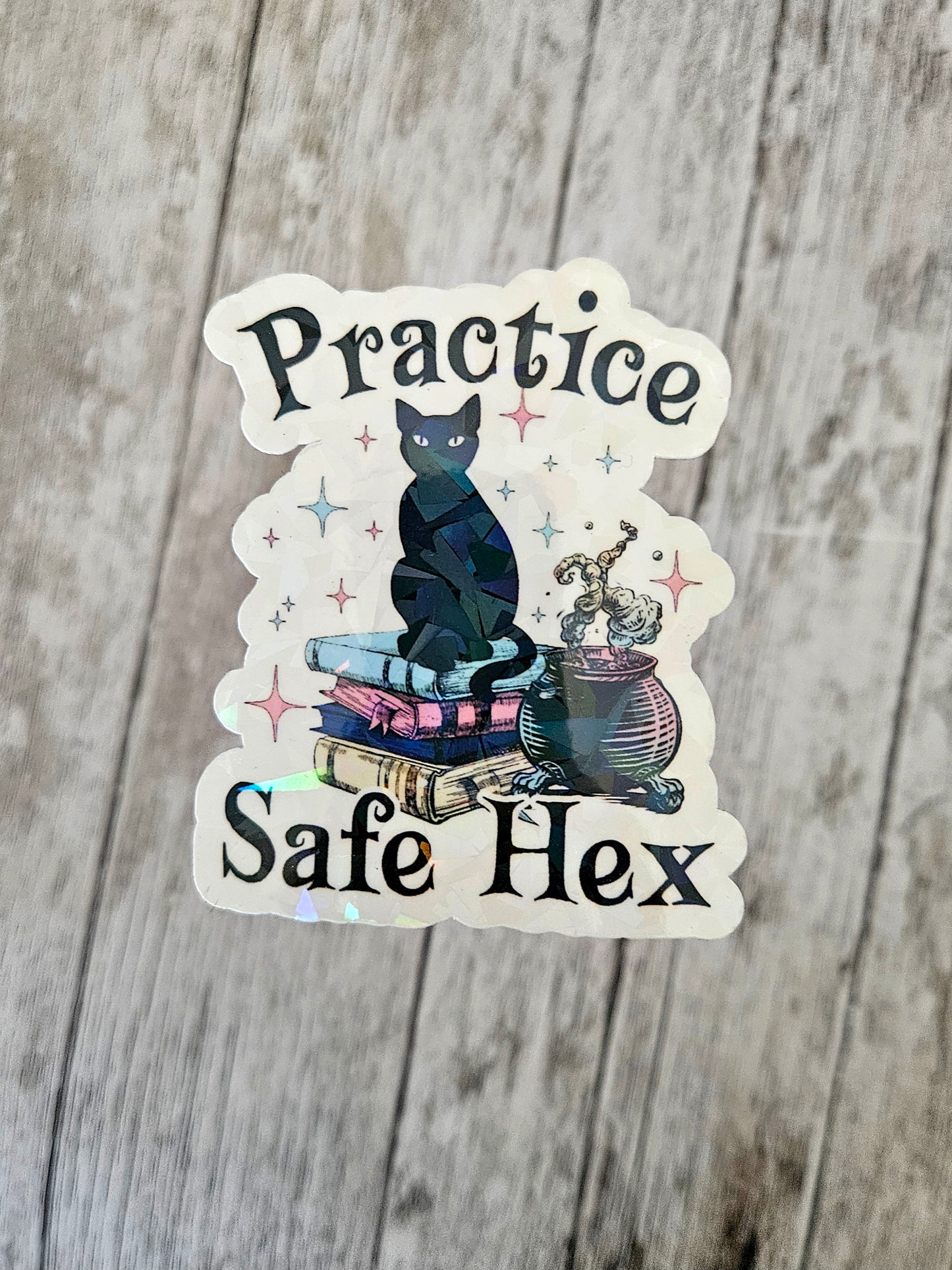 Practice safe hex black cat sticker