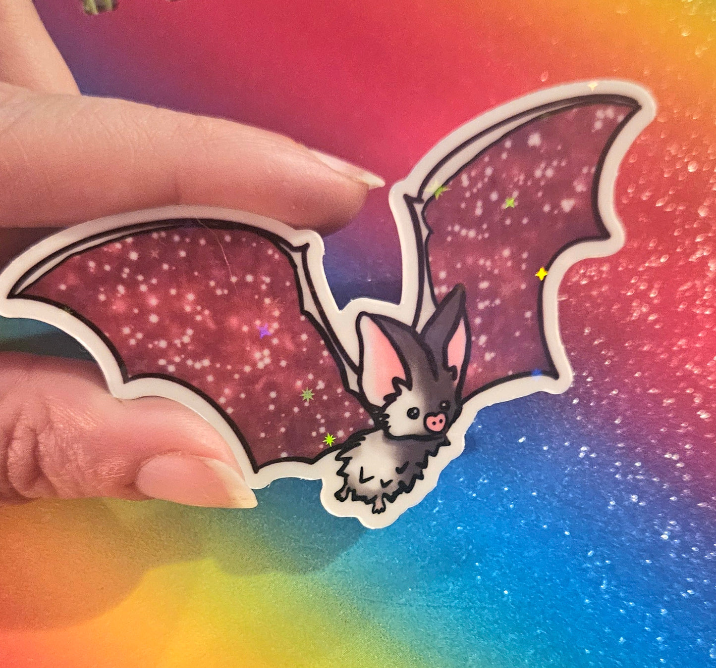 Cute bat- galaxy style sticker
