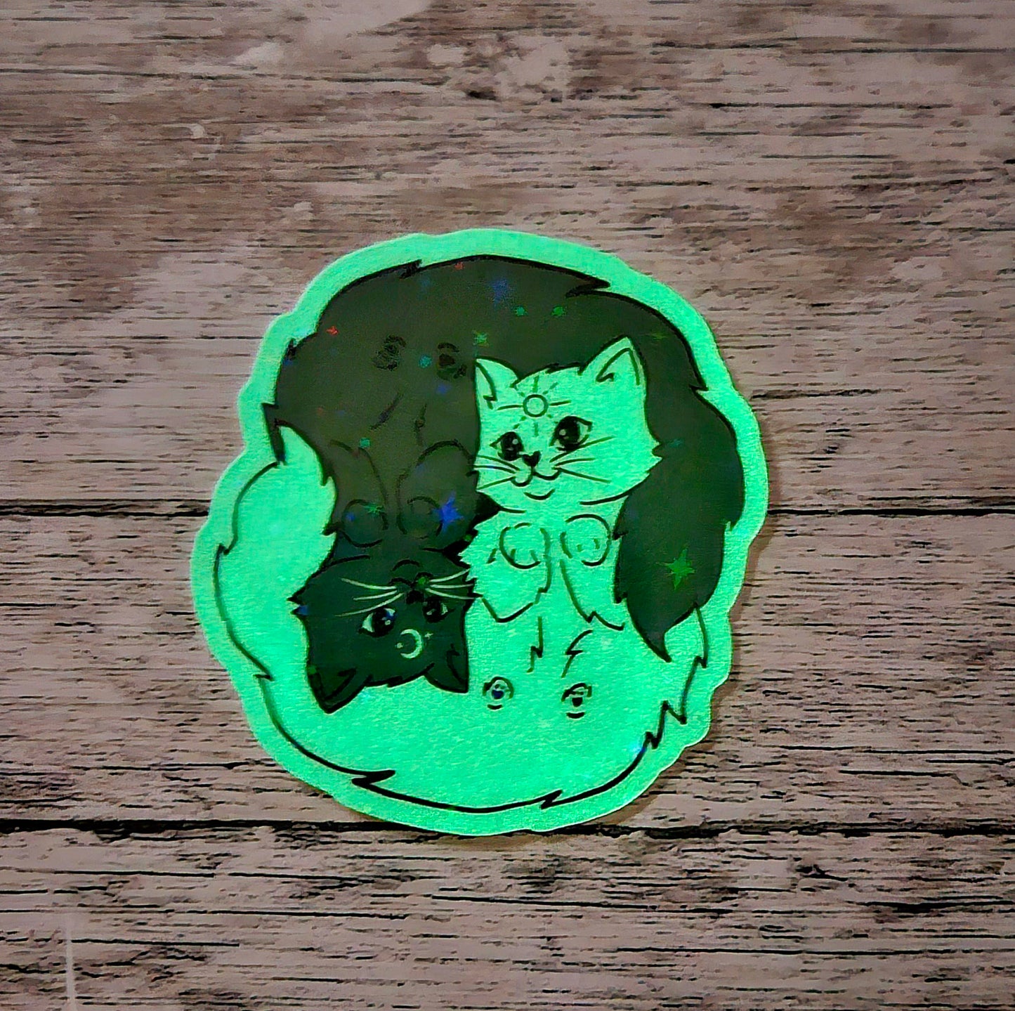Yin yang inspired kitties sun and moon sticker