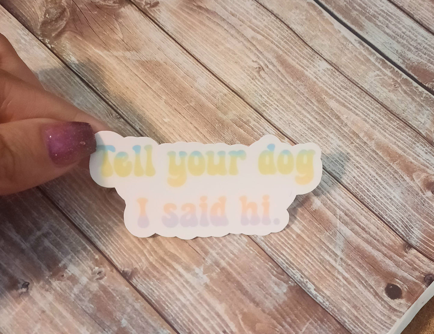 Hi dog pastel sticker for water bottle