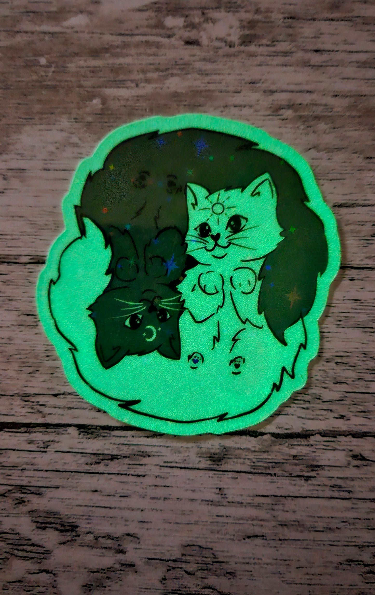 Yin yang inspired kitties sun and moon sticker