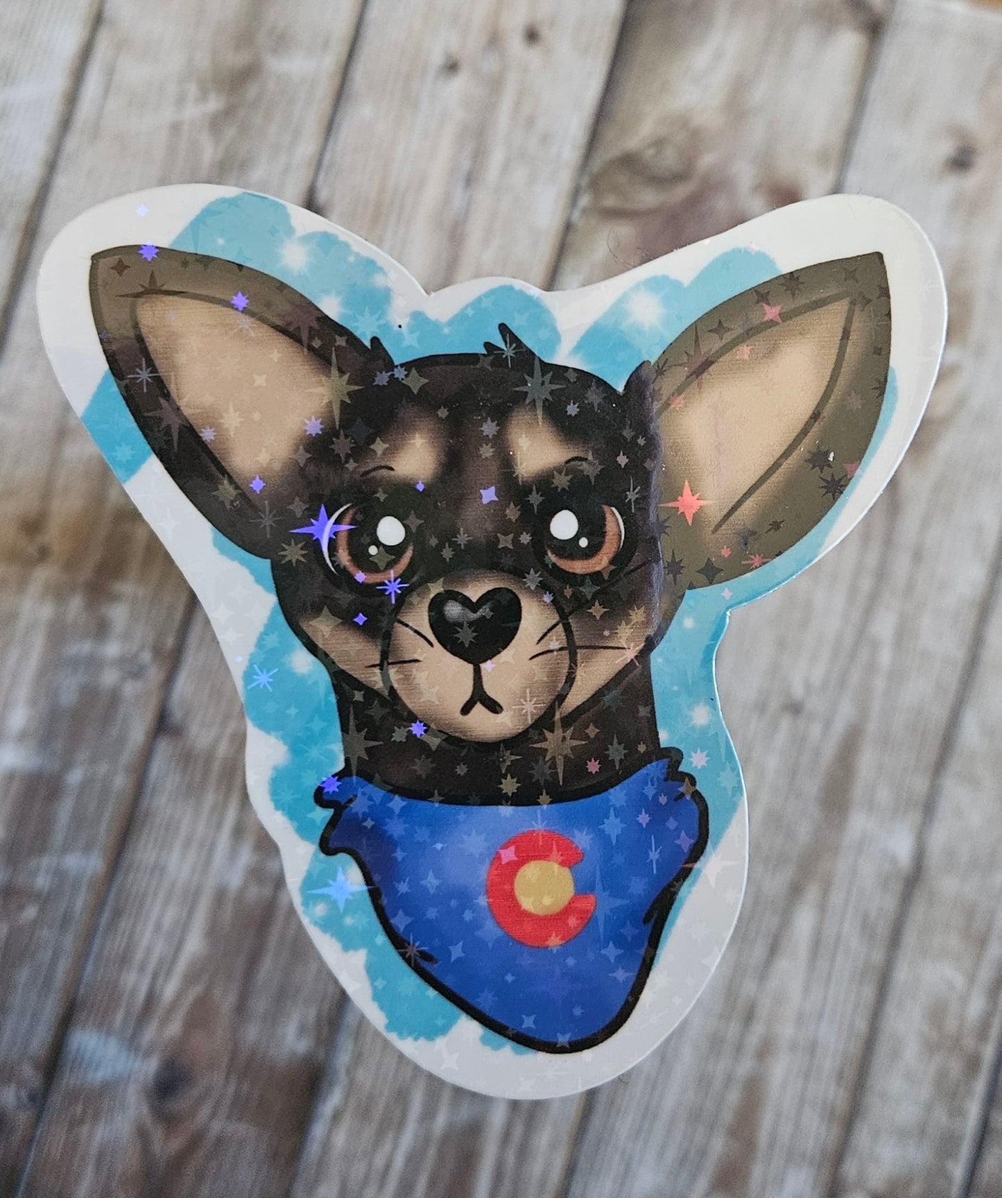 Black and tan colorado bandana chihuahua sticker for water bottle and laptop