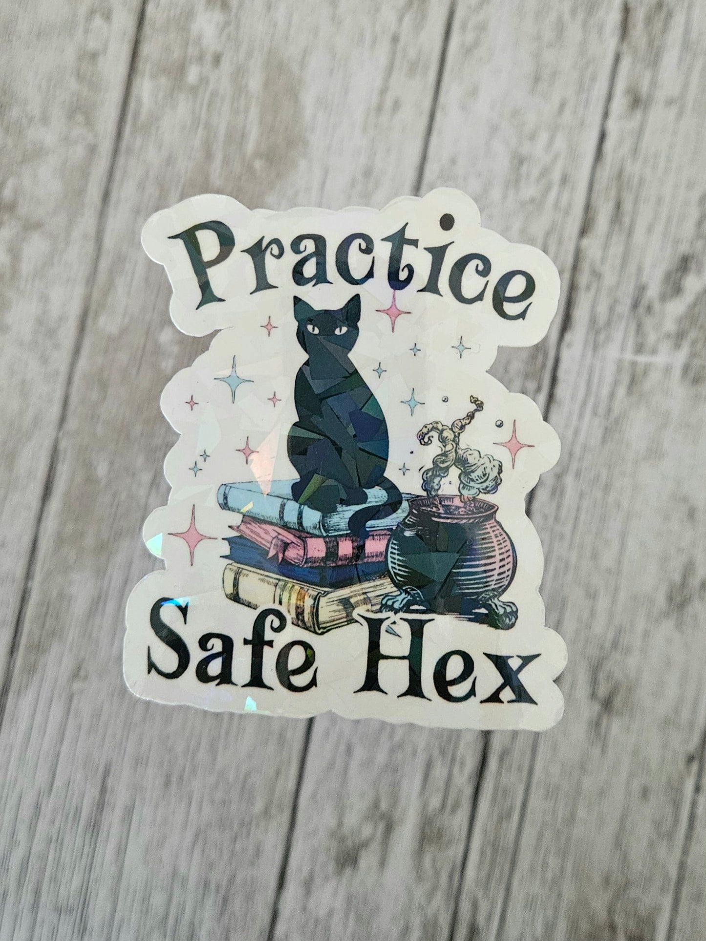 Practice safe hex black cat sticker