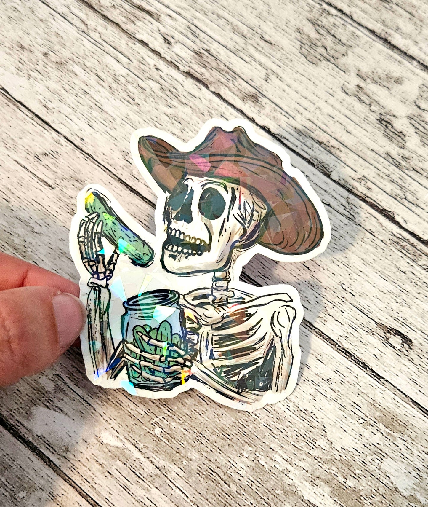 Cowboy pickle skeleton sticker