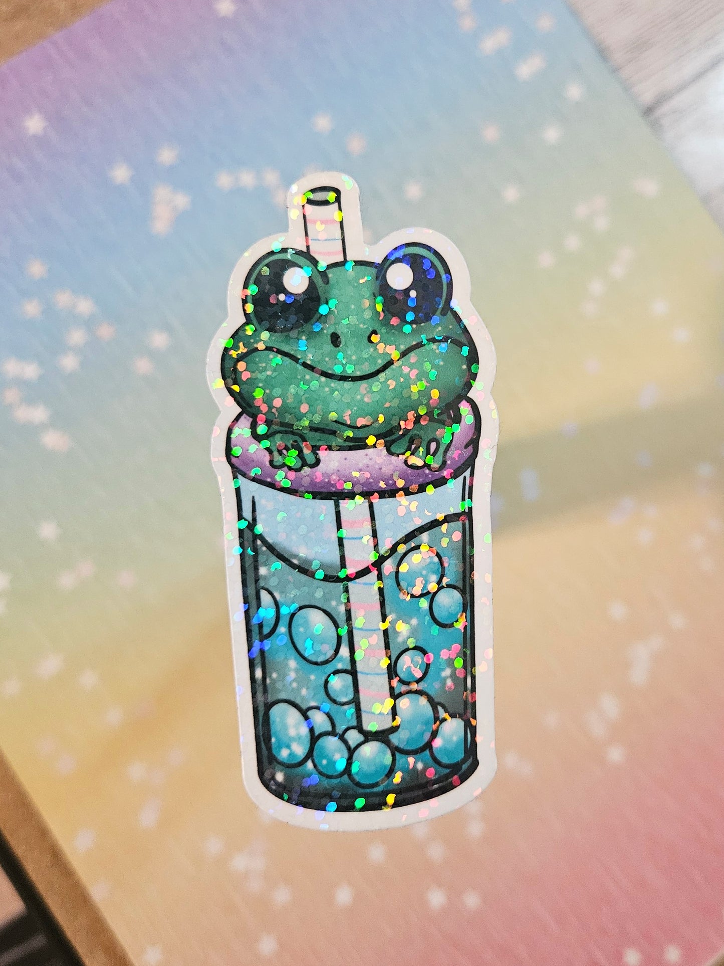 Frog Boba sticker for water bottle