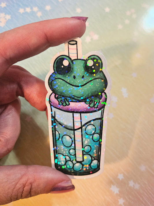 Frog Boba sticker for water bottle