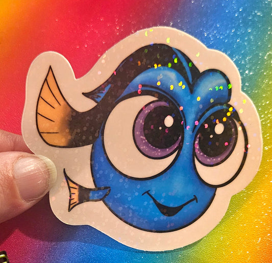 Baby blue fish sticker