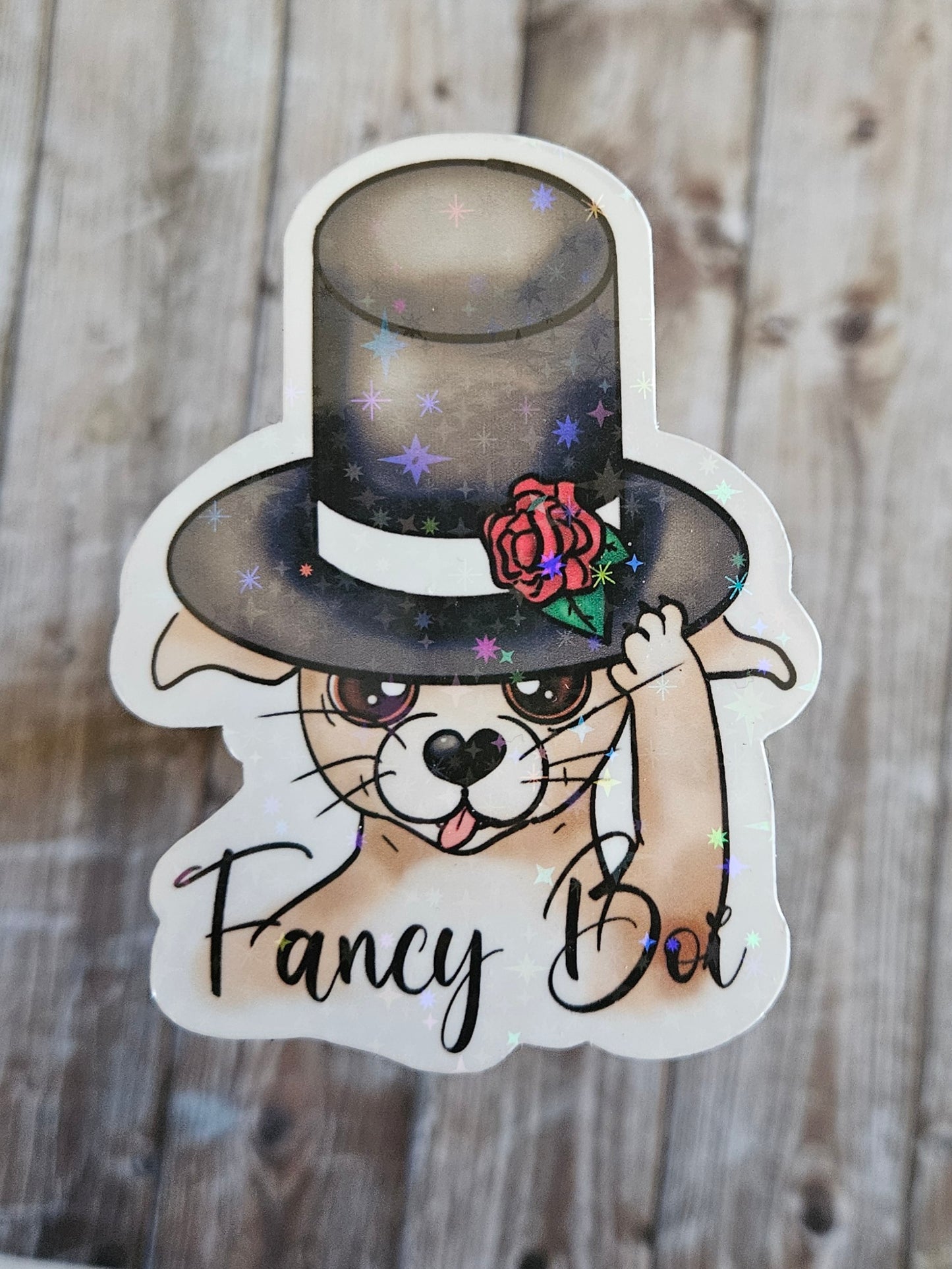 Fancy boi chihuahua with a top hat sticker for water bottle