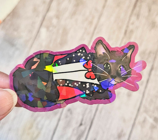 Black cat in a fancy suit sticker