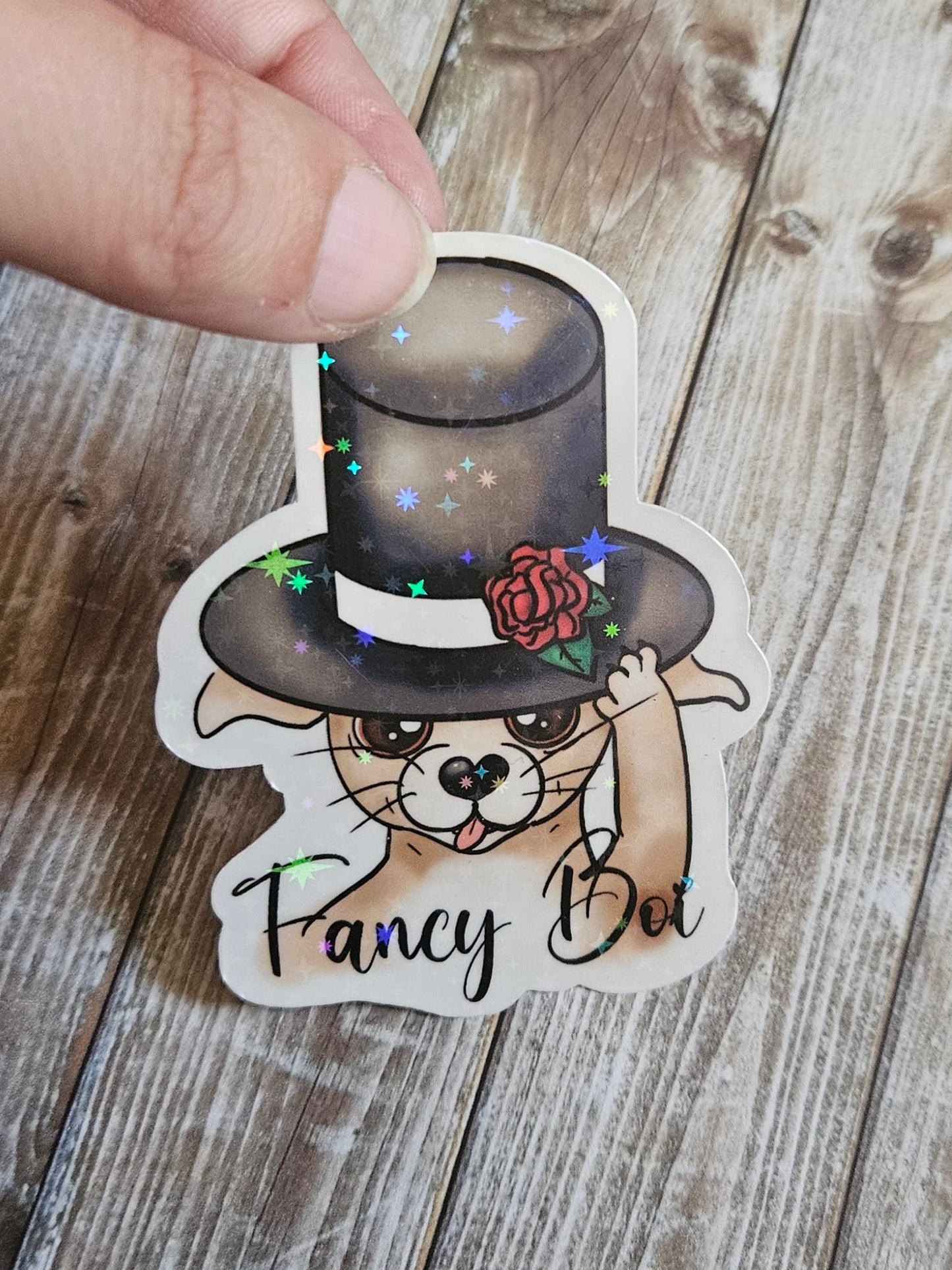 Fancy boi chihuahua with a top hat sticker for water bottle
