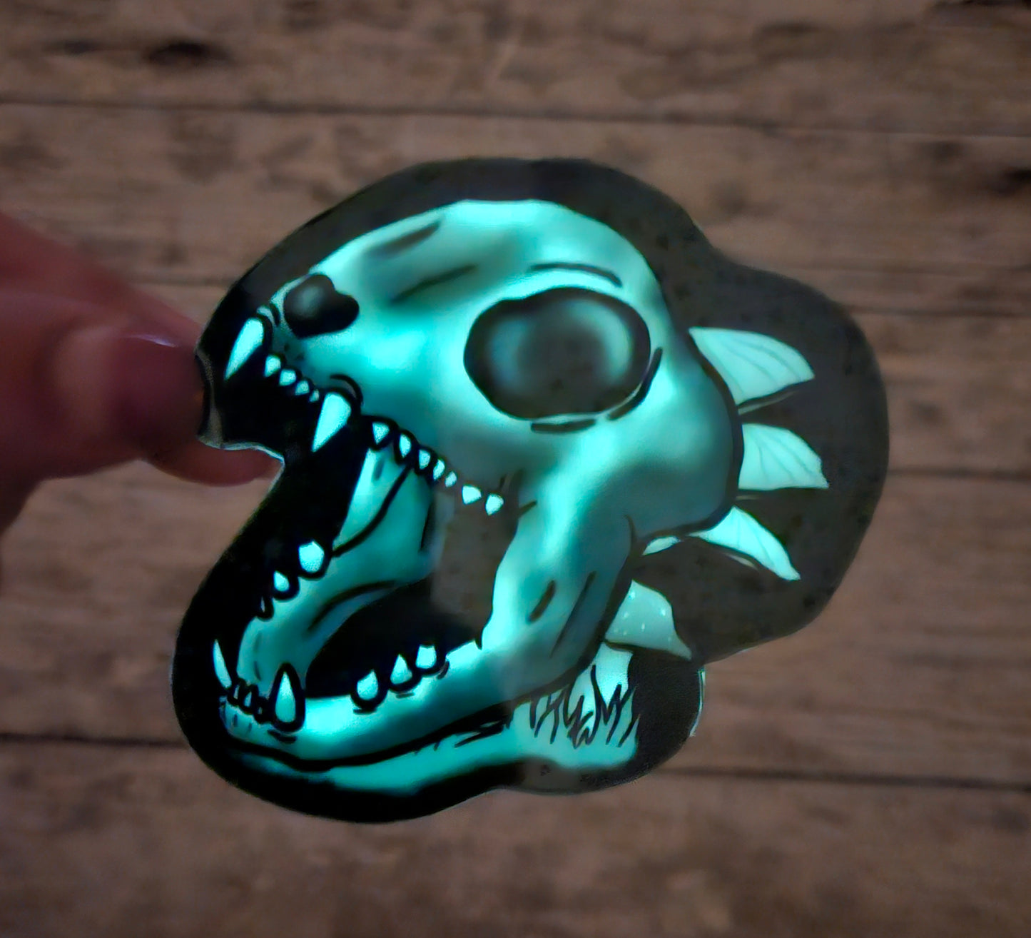 Glow in the dark cat skull sticker