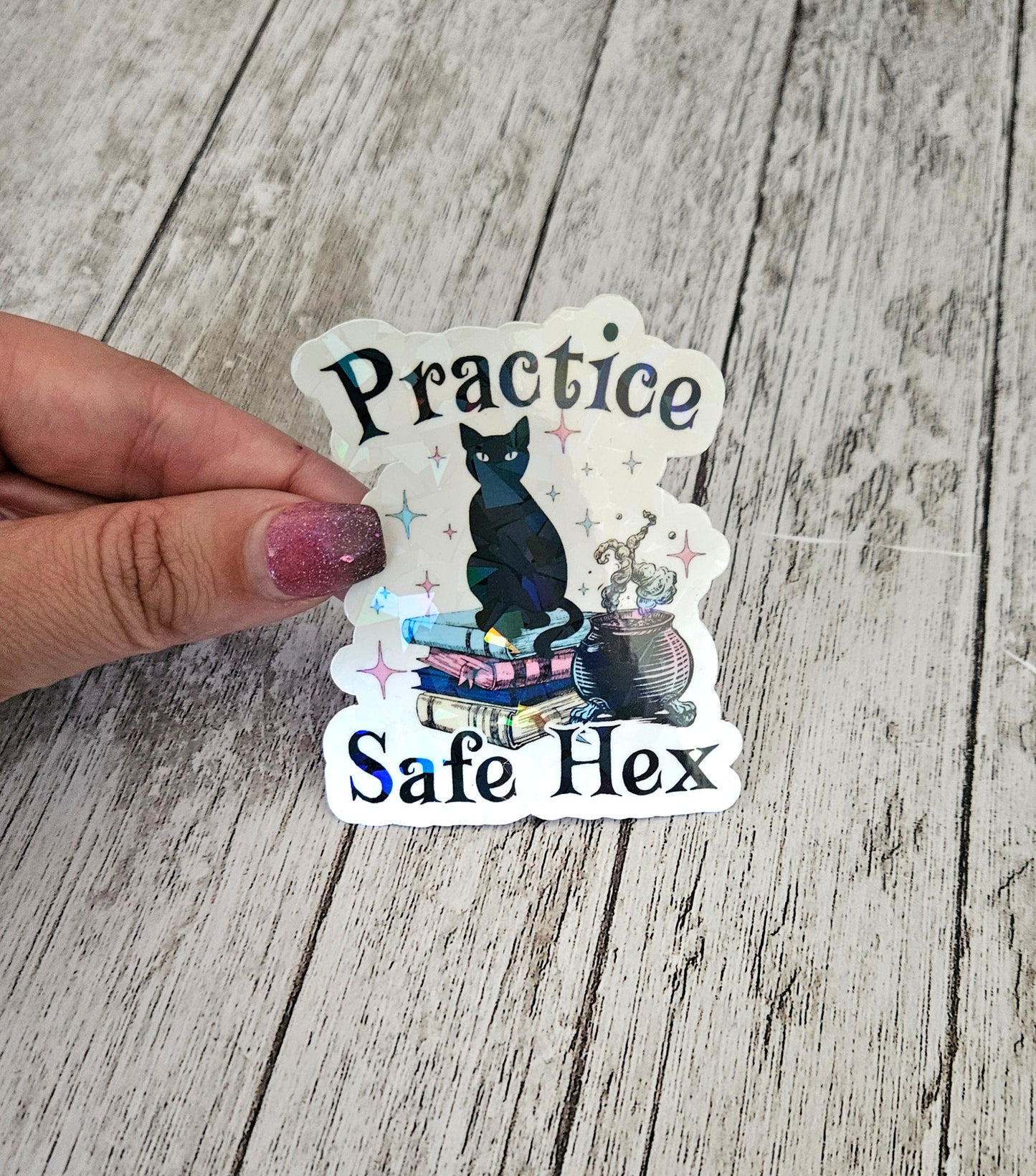 Practice safe hex black cat sticker