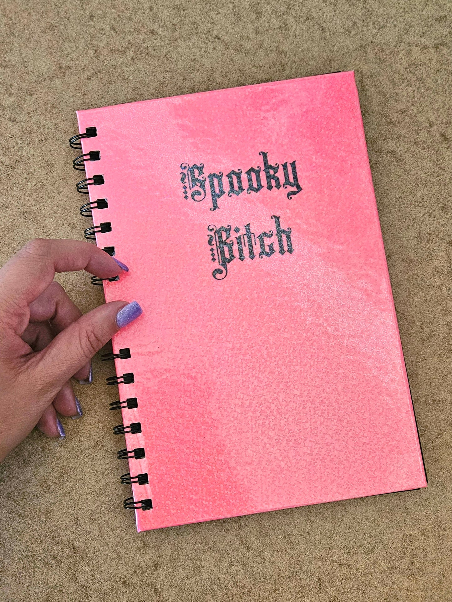 Glow in the dark Spooky Bitch black page notebook