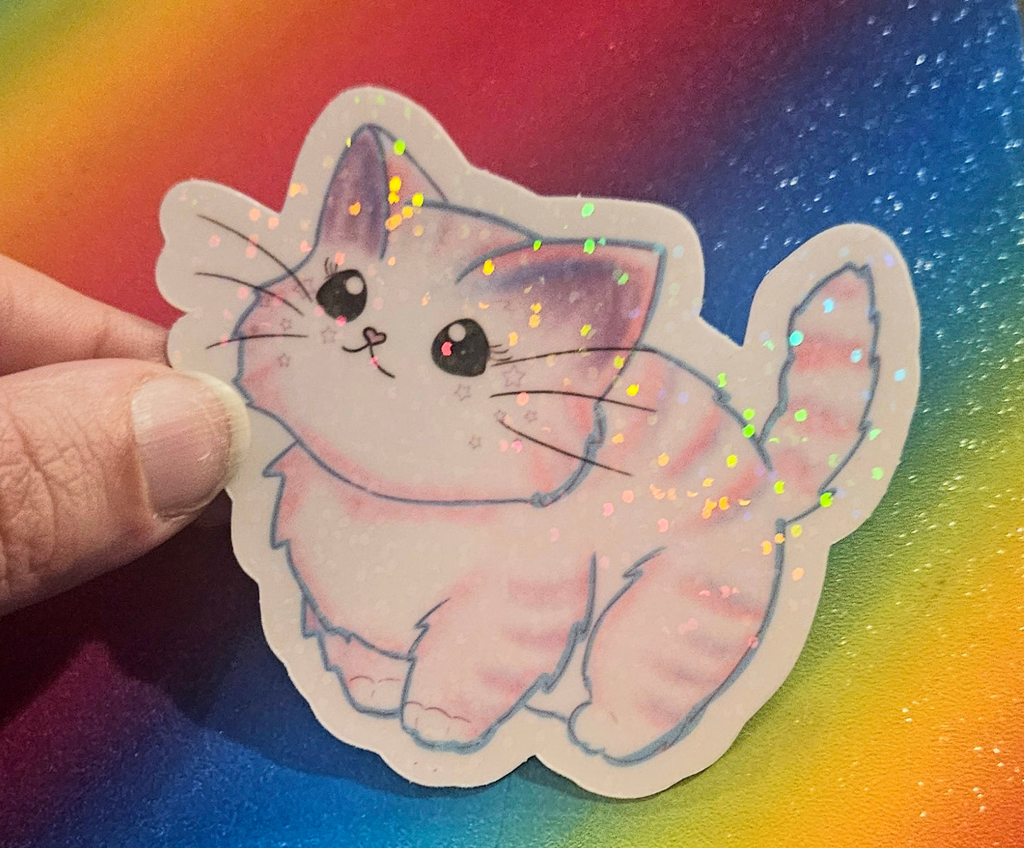 Kawaii style cute kitty sticker for laptop