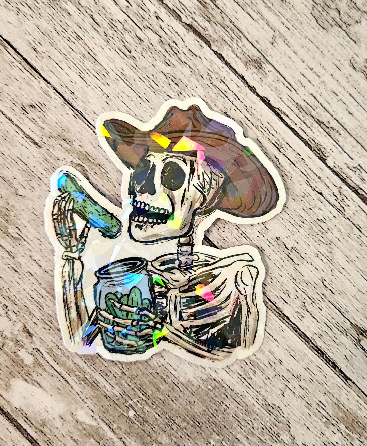 Cowboy pickle skeleton sticker