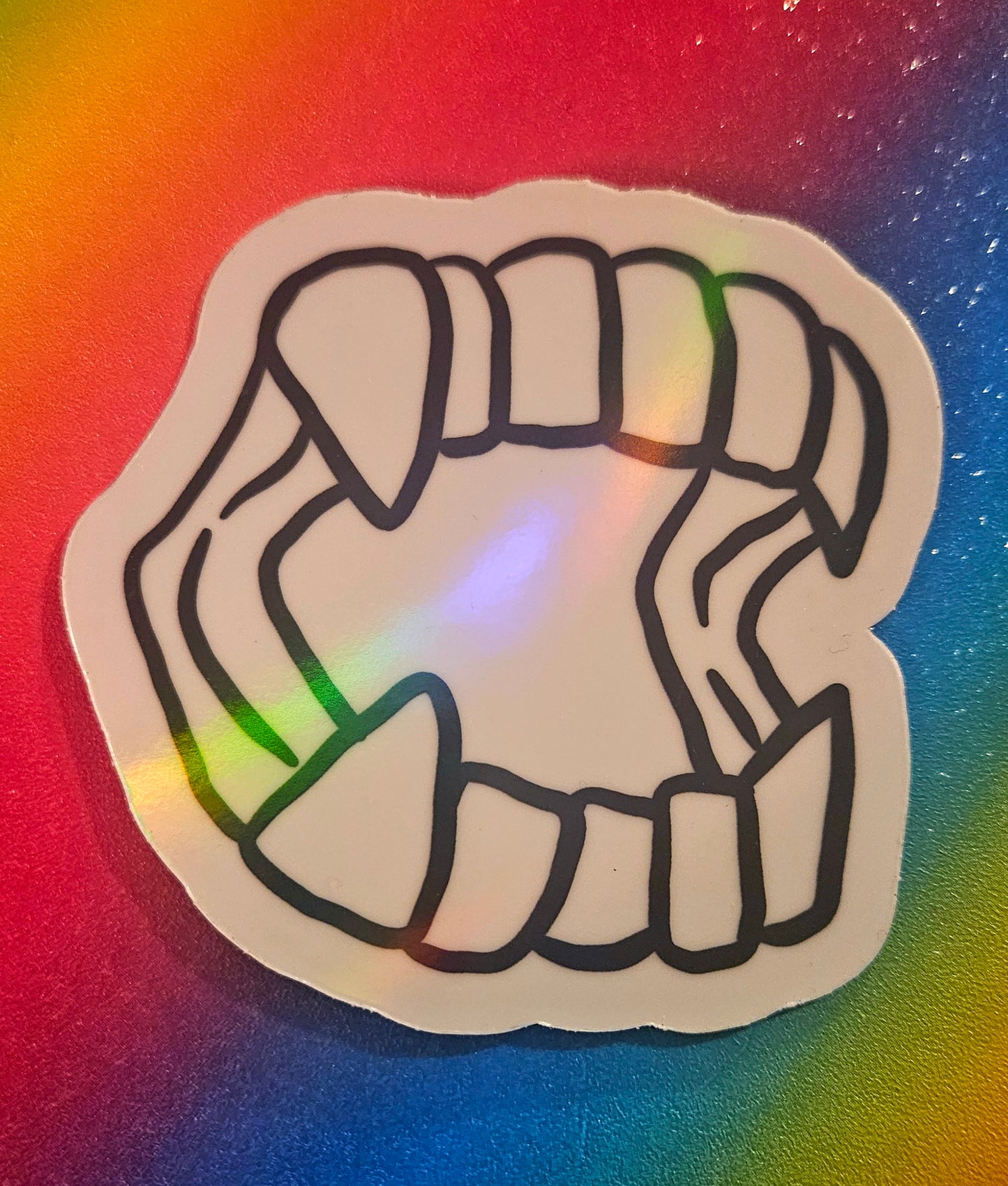 Plastic vampire teeth sticker