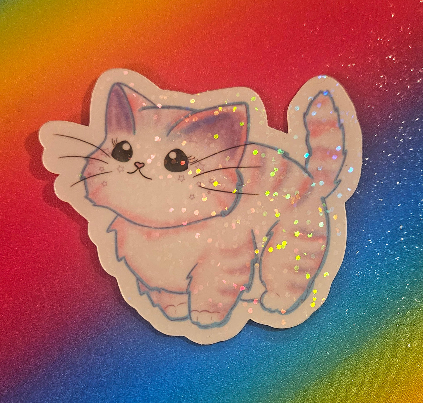 Kawaii style cute kitty sticker for laptop
