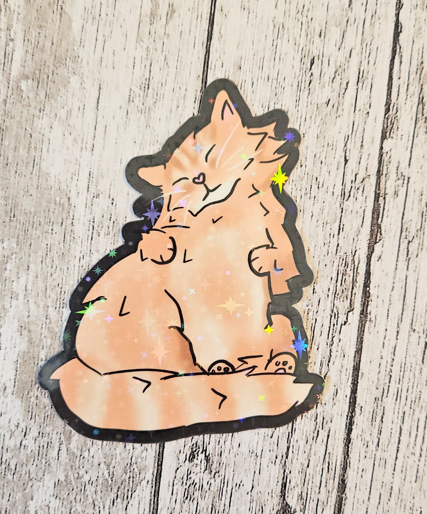 Comfy chonky orange cat sticker