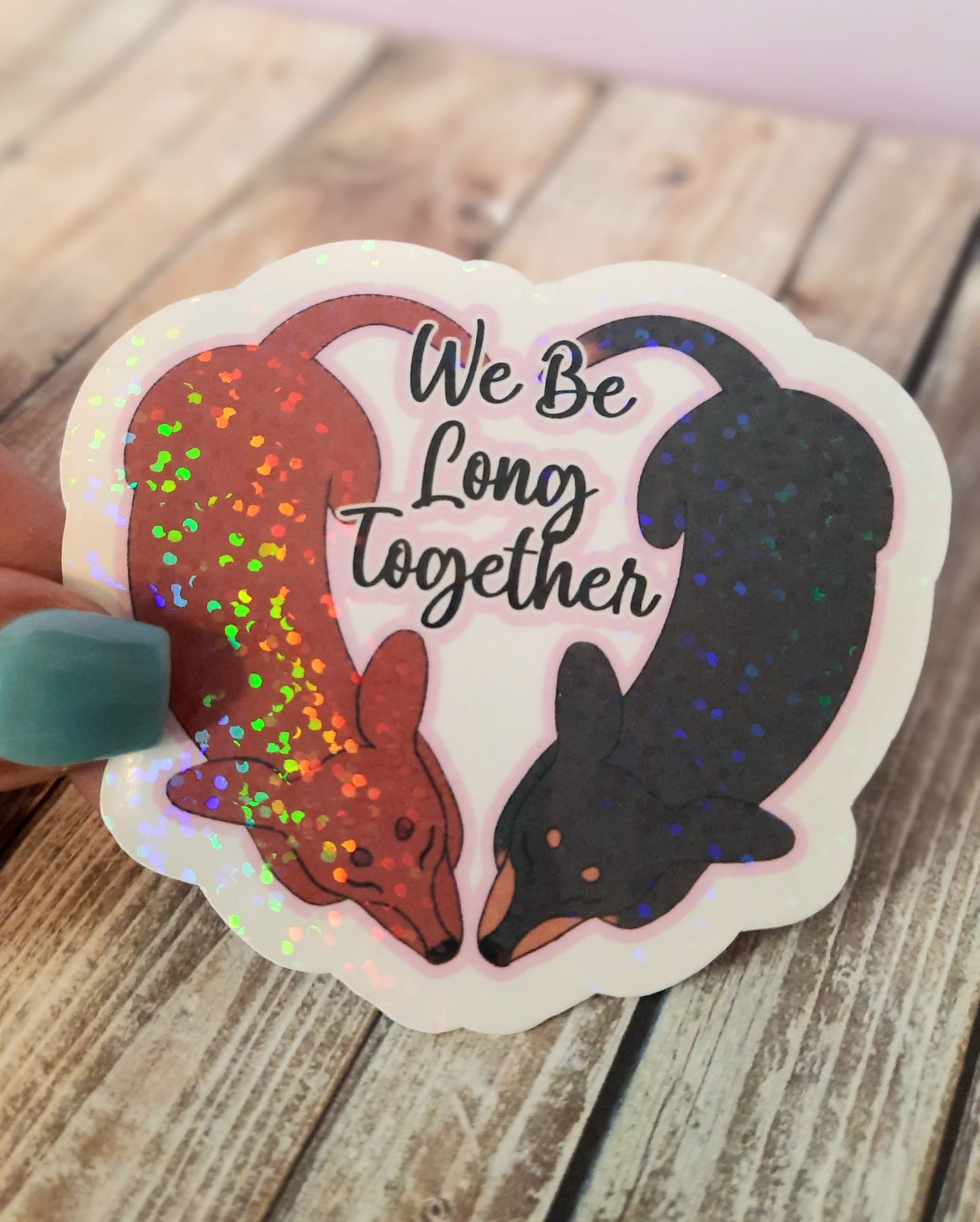 Valentine dachsund sticker, red brown and black and tan
