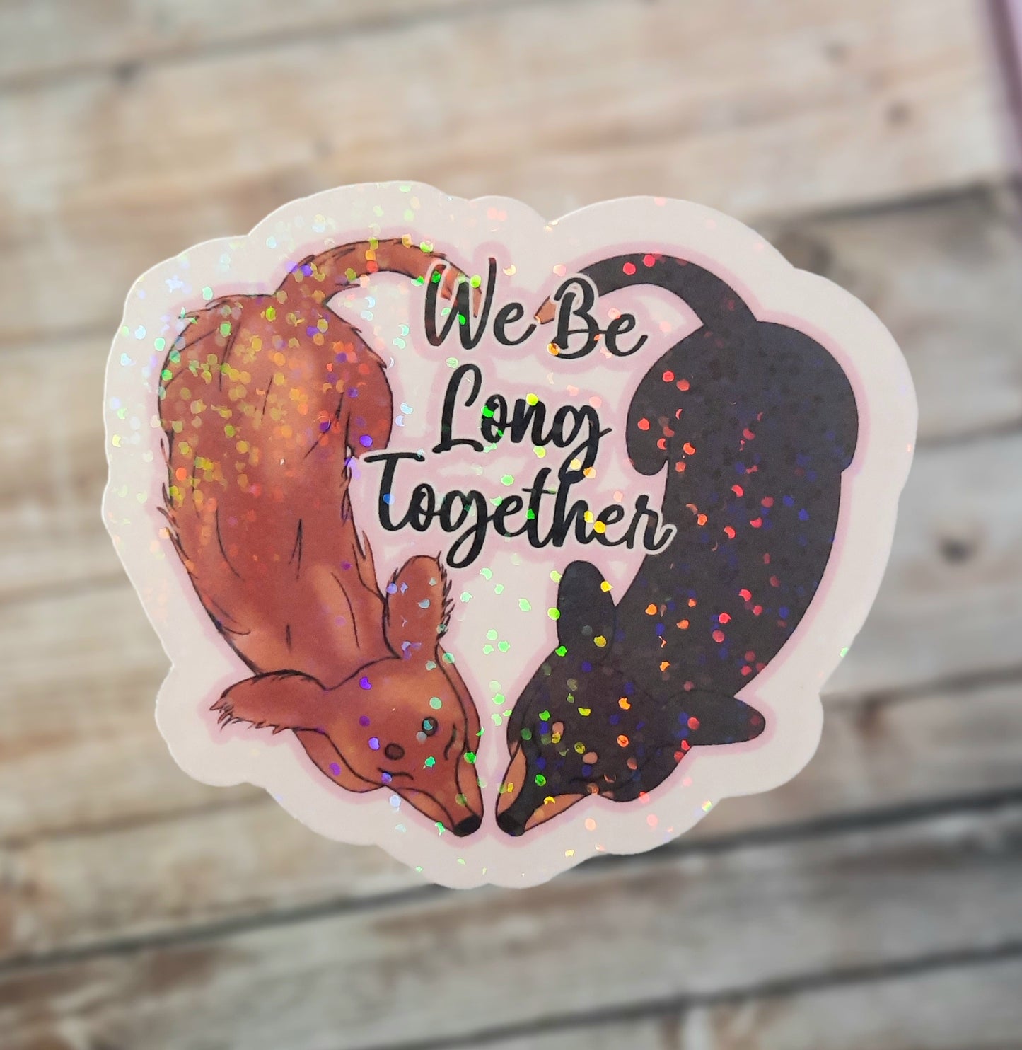 Dachsund valentine sticker brown long hair and black and tan