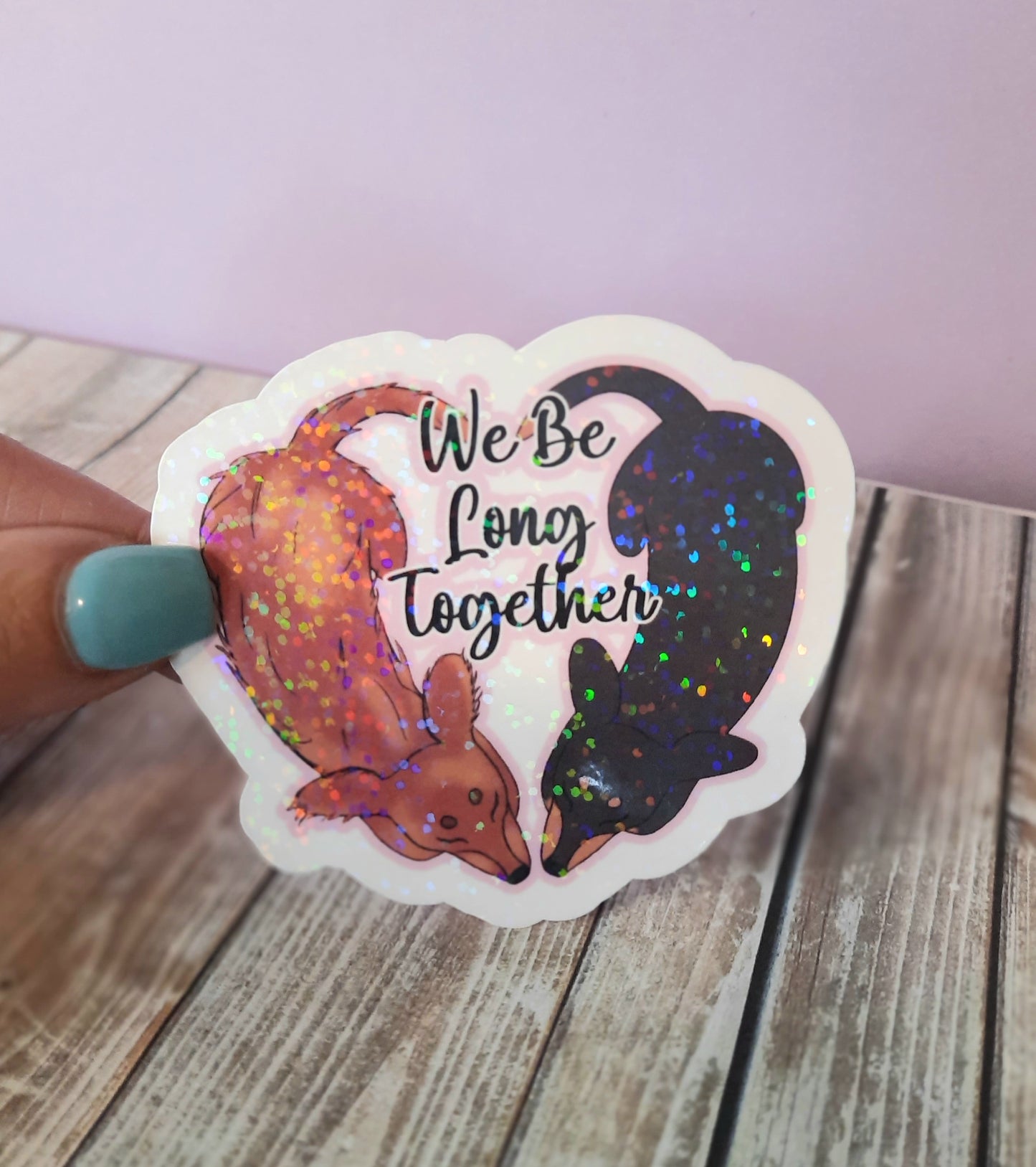 Dachsund valentine sticker brown long hair and black and tan