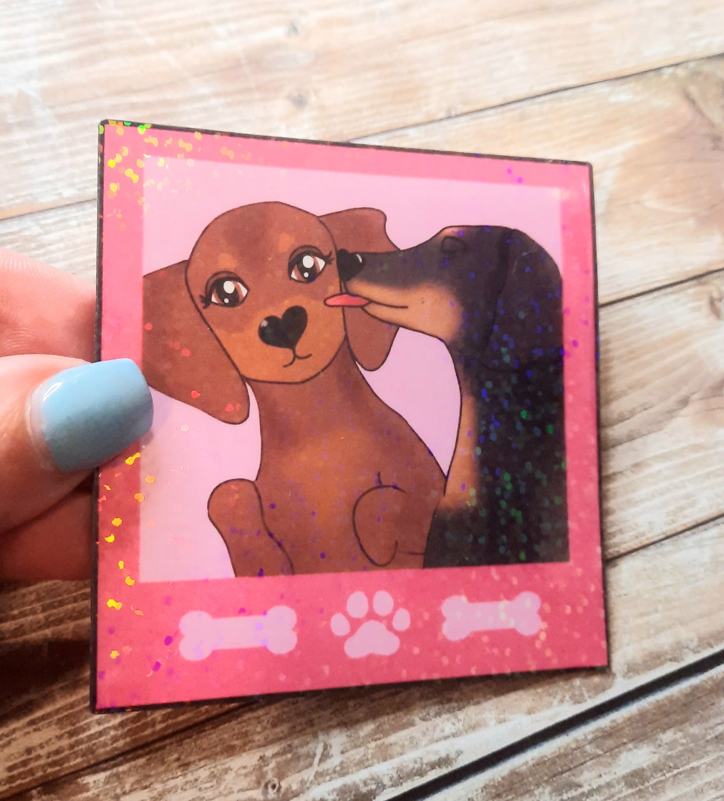 Dachshund polaroid selfie sticker